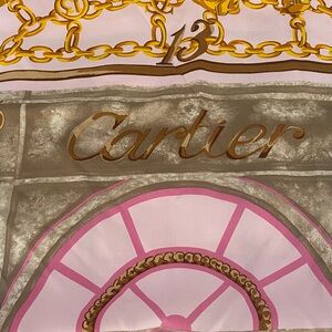 Cartier Pink and Gold Architectural Window Silk Scarf